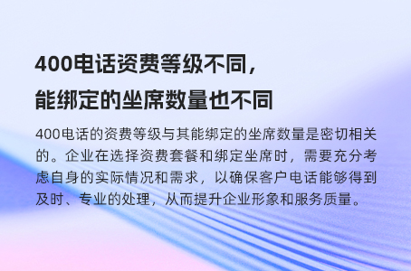 400电话资费等级不同，能绑定的坐席数量也不同