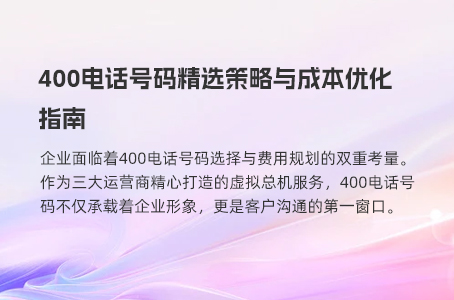 400电话号码精选策略与成本优化指南