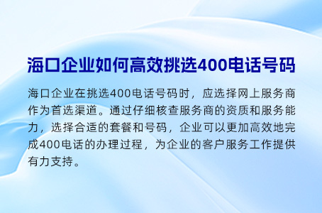 海口企业如何高效挑选400电话号码