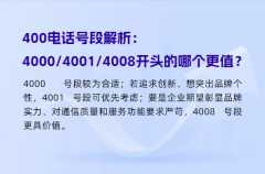 400电话号段解析：4000/4001/4008开头的号码哪个更值？