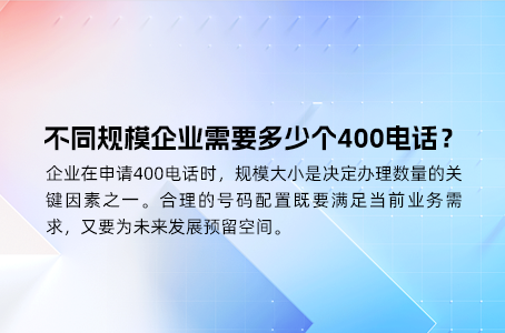 不同规模企业需要多少个400电话？