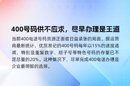 400号码供不应求，尽早办理是王道