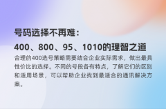 号码选择不再难：400、800、95、1010的理智之道